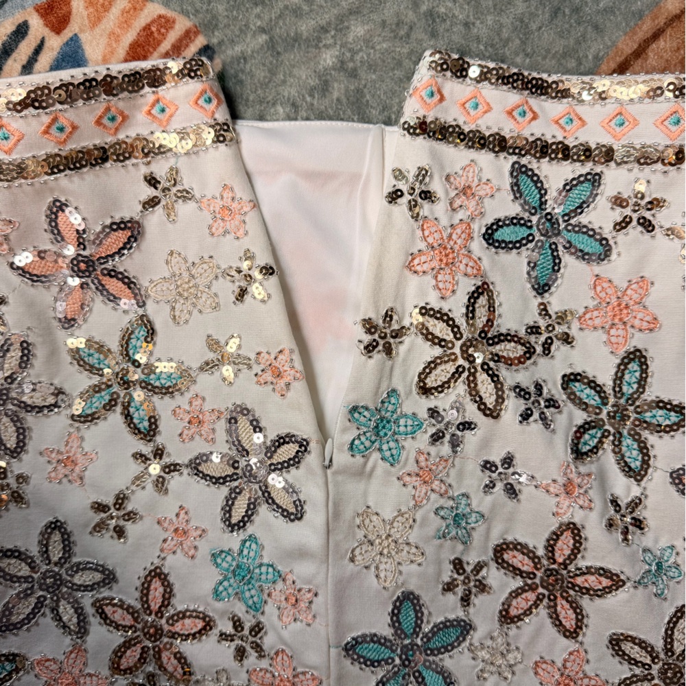 Floral Sequin Mini Skirt Y2K - Picture 4 of 6